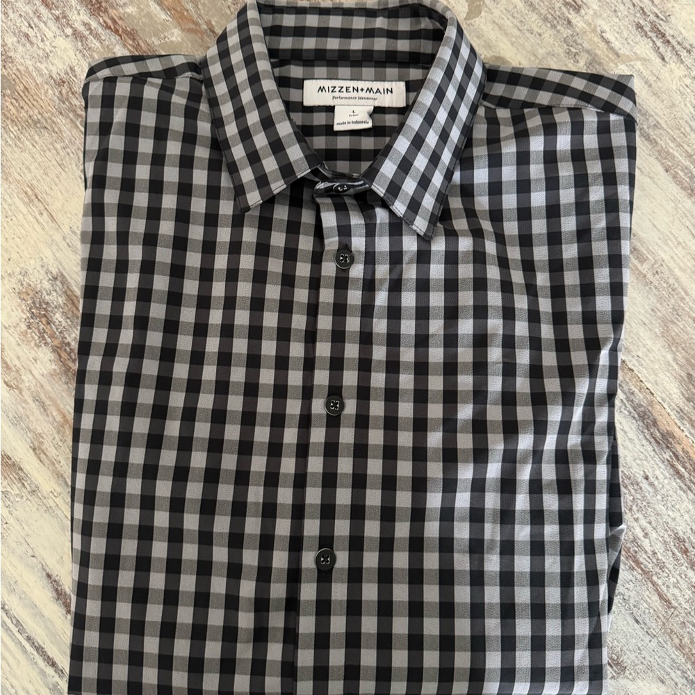 Mizzen+Main Long sleeve dress shirt - black grey plaid